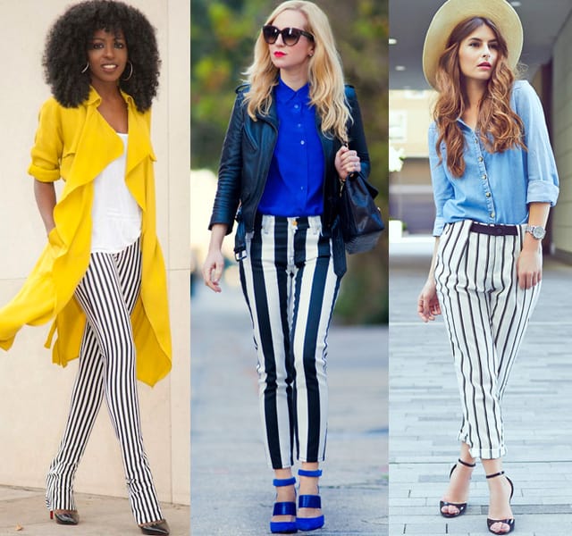 black and white striped pants outfits