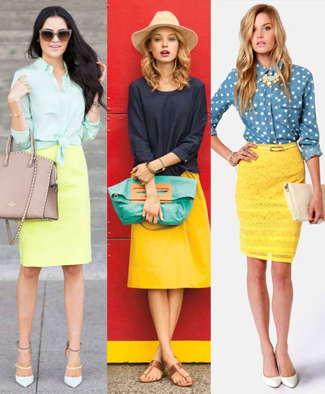 outfits with a yellow skirt