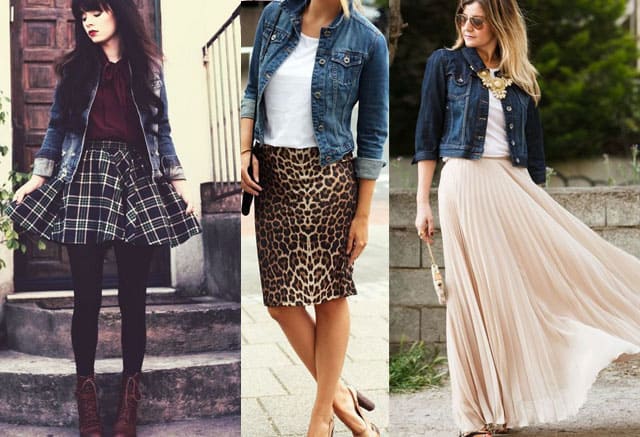 How to Wear skirts with a Jean Jacket