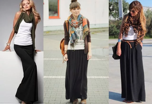 What to Wear with a Black Maxi Skirt in Autumn