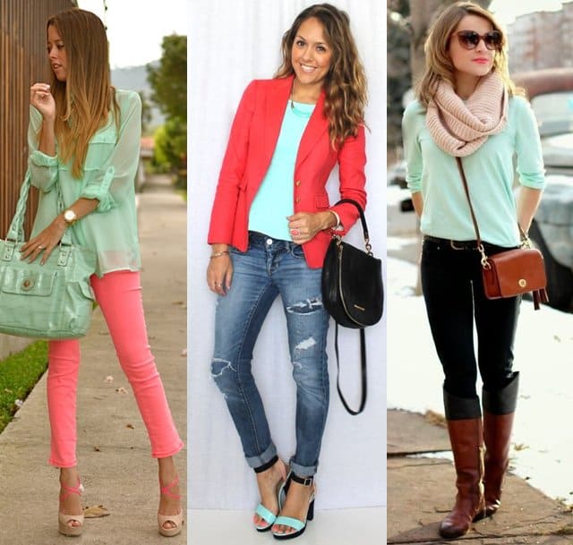 what color goes with mint green