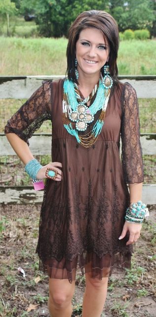 what color goes with chocolate brown lace dress