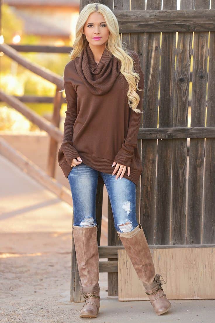 colors that go with chocolate brown sweater