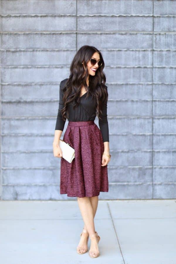 colors that go with dark purple skirt