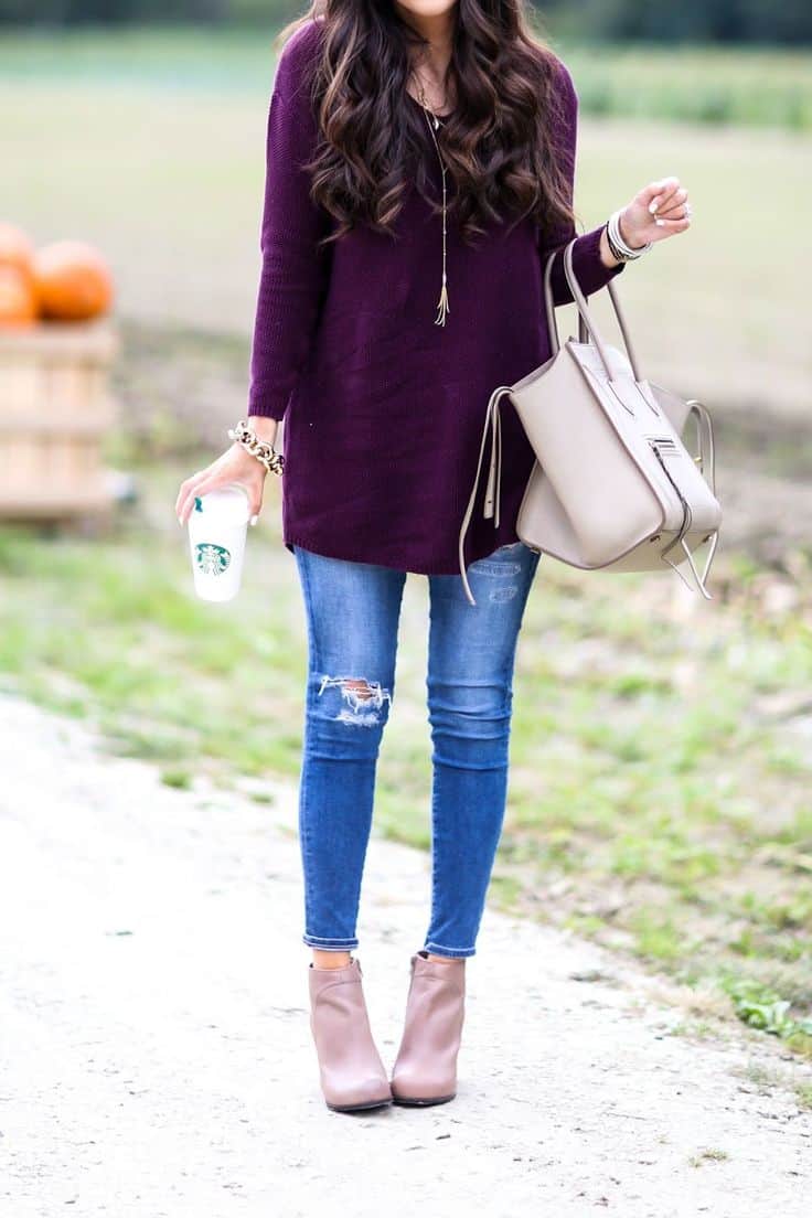 colors that go with dark purple long sweater