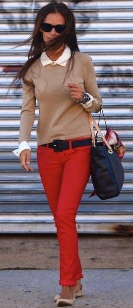 colors that go with dark red jeans