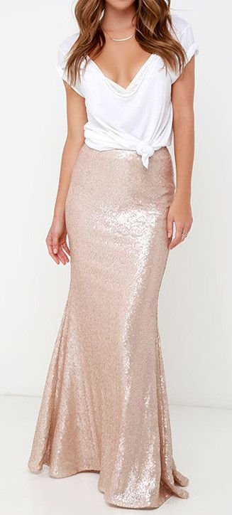 what color goes with rose gold skirt