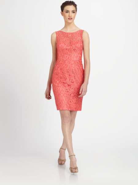 what color goes with salmon lace dress