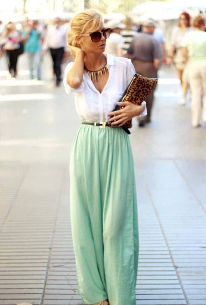 colors that go with seafoam green palazzo pants