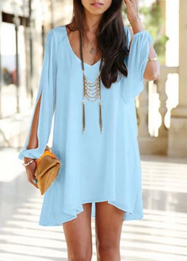 what color goes with light sky blue beach dress