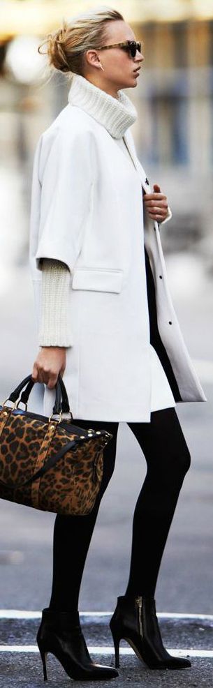white coat with black tights