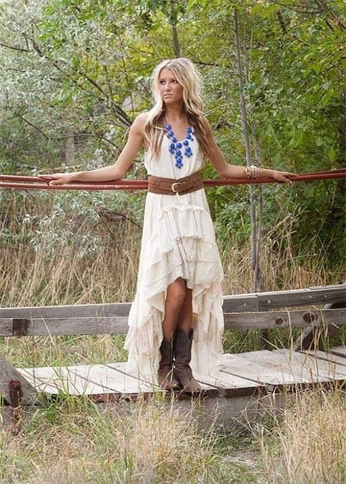 boho dress with country boots