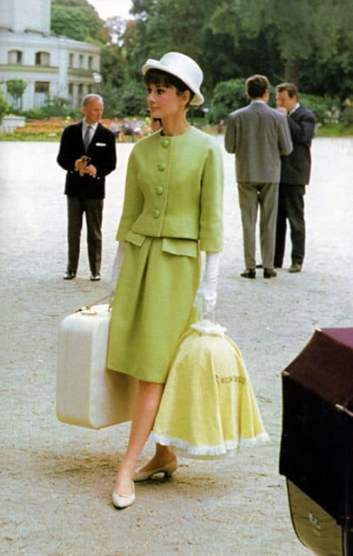 Audry Hepburn in light green suit