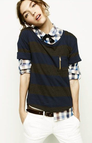 striped T-shirt in tomboy girl style