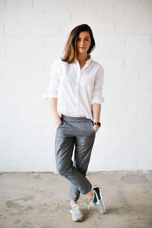 white shirt in tomboy girl style