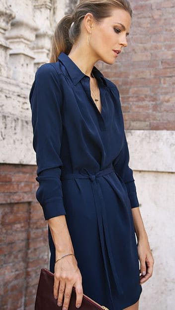 what color goes with navy blue shirt-dress