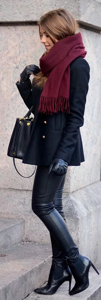 what color goes with burgundy scarf