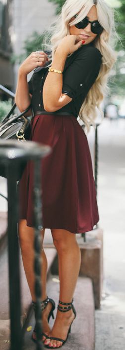 colors that go with maroon midi skirt