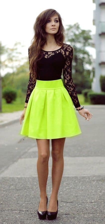 colors that go with lime green skater skirt