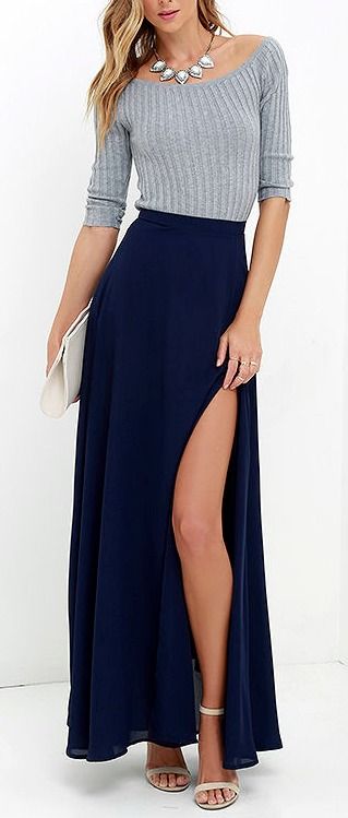 colors that go with navy blue maxi skirt