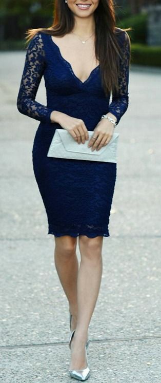 outfit with navy blue lace dress