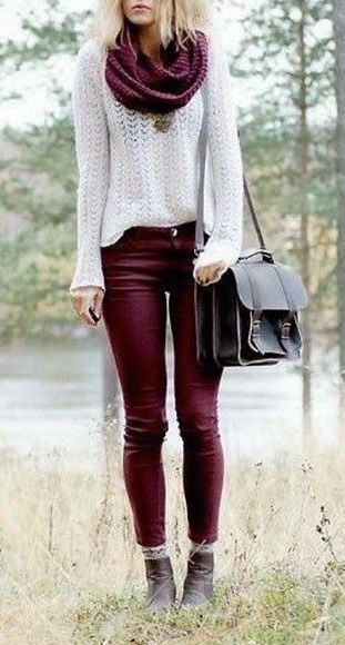 colors that go with burgundy leather pants