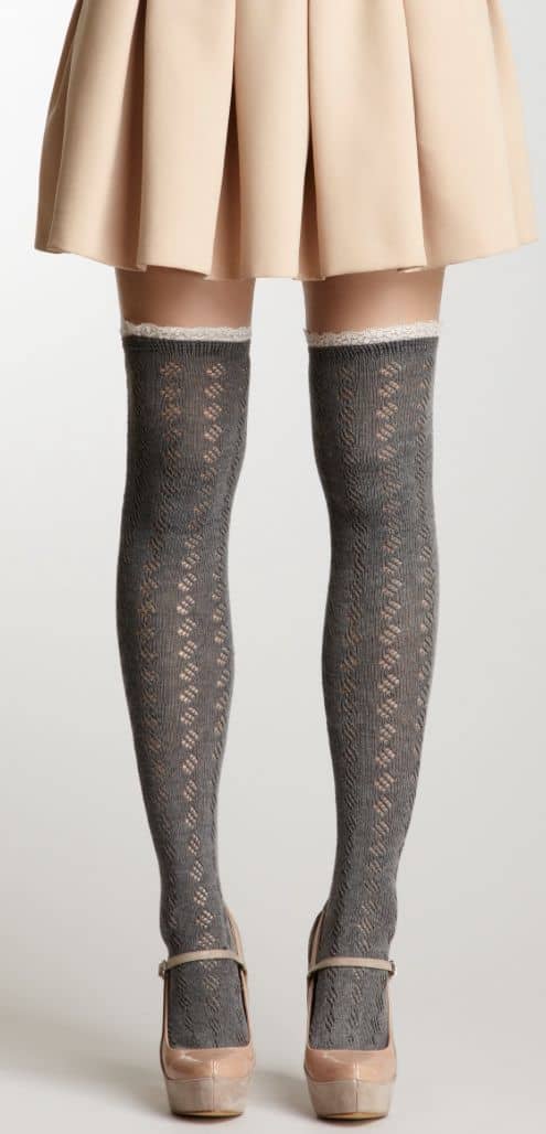 what to wear with knitted gray thigh high socks