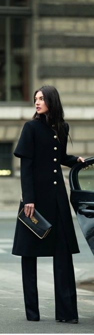 black coat in Chanel style