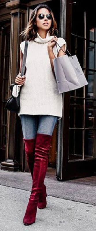 how to wear bordeaux over the knee boots