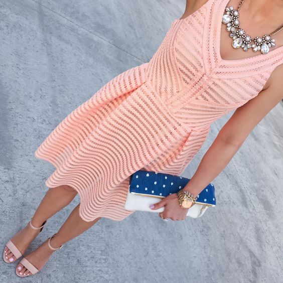 outfit with peach lace dress