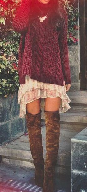 outfit with maroon pullover