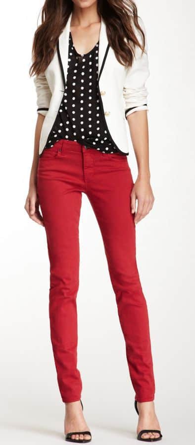 what to wear with polka dot blouse