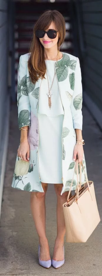 what to wear with floral printed floral coat