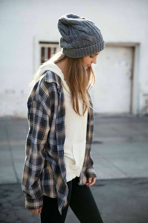 what to wear with grey knitted beanie