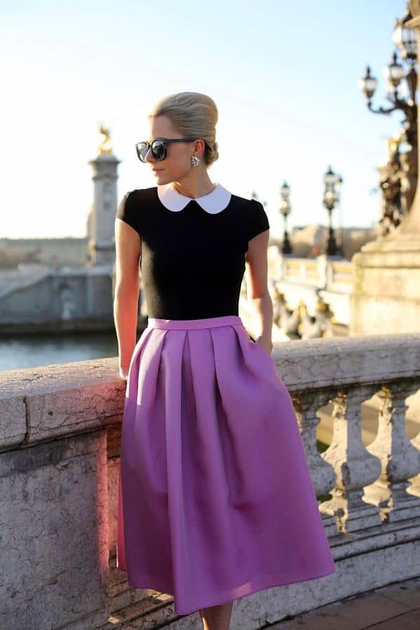 Lavender skirt with black t-shirt