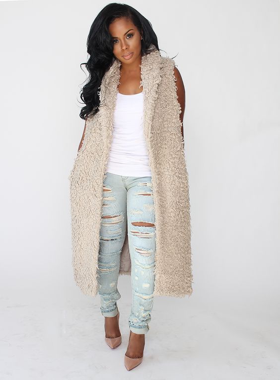what to wear with long fur vest