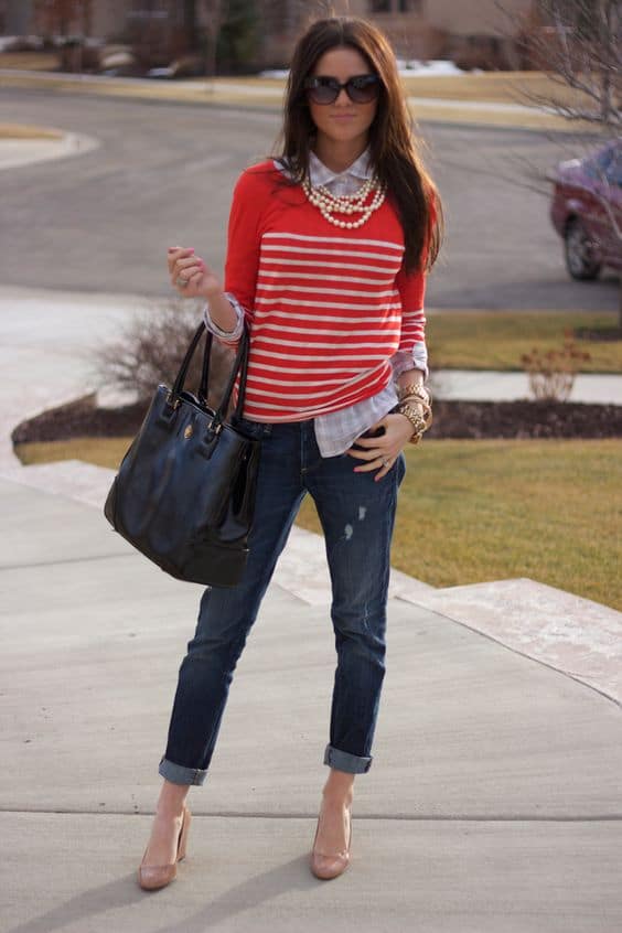 plaid shirt with red and white jumper
