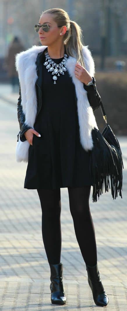 how to wear white fur vest