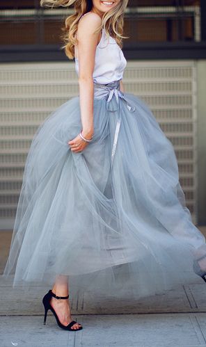 outfit with slate blue fabolous chiffon maxi skirt