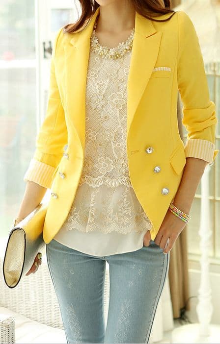 colors that go with yellow blazer