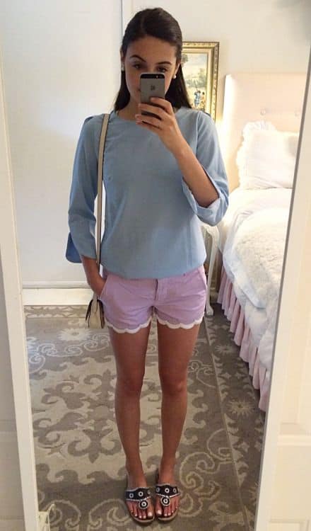what color goes with lilac shorts