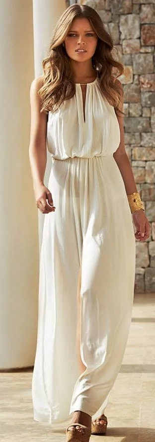 what color goes with cream maxi dress