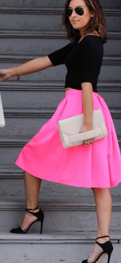 colors that go with neon pink fabolous midi skirt