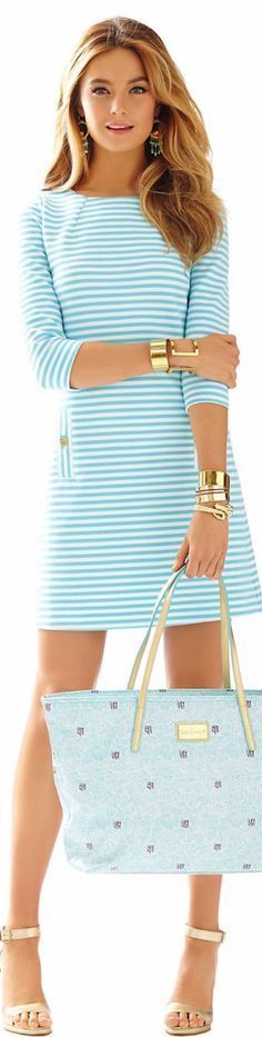 colors that go with cyan striped mini dress