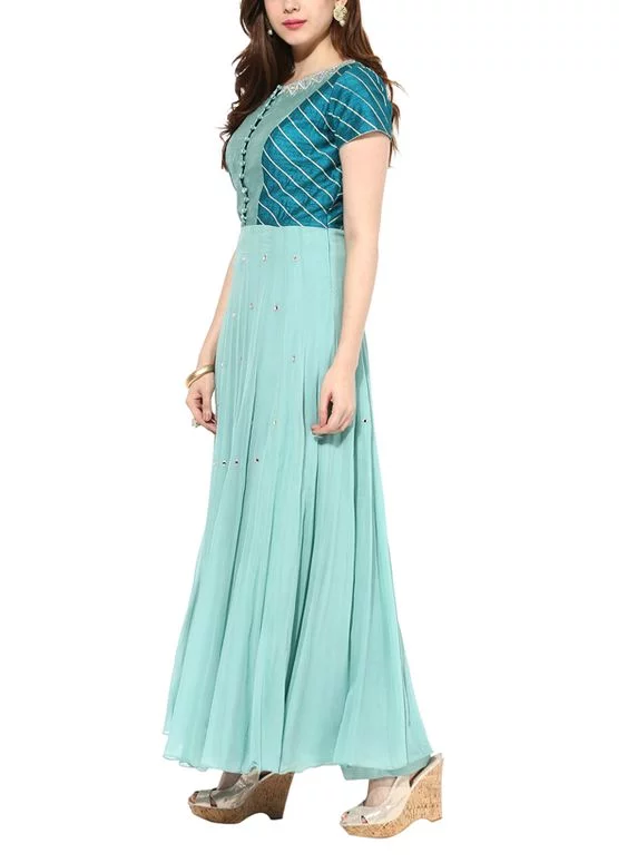 what color goes with cyan maxi dress