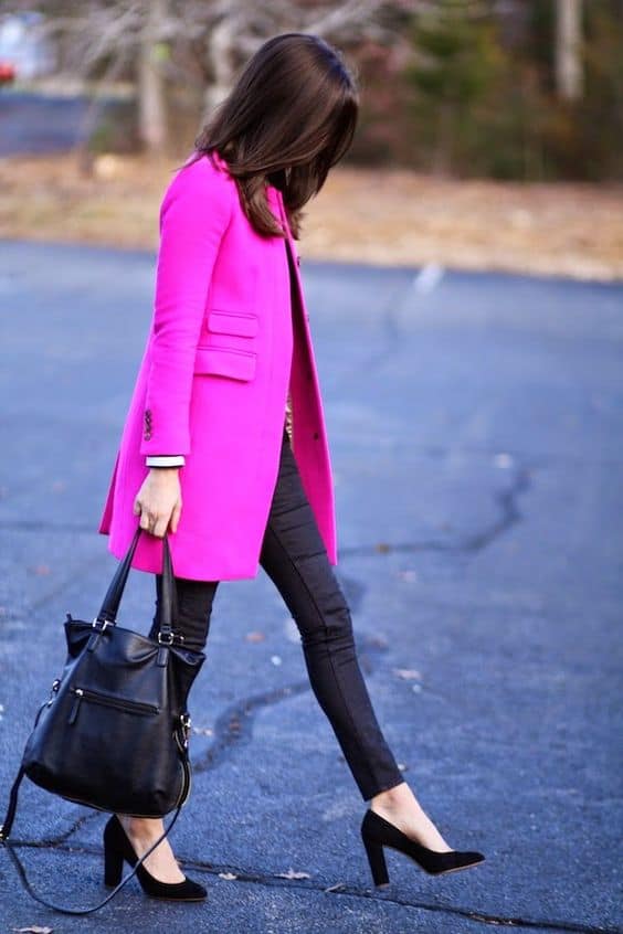 what color goes with neon pink coat