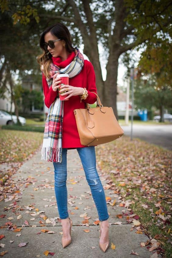 colors that go with cherry red tunic