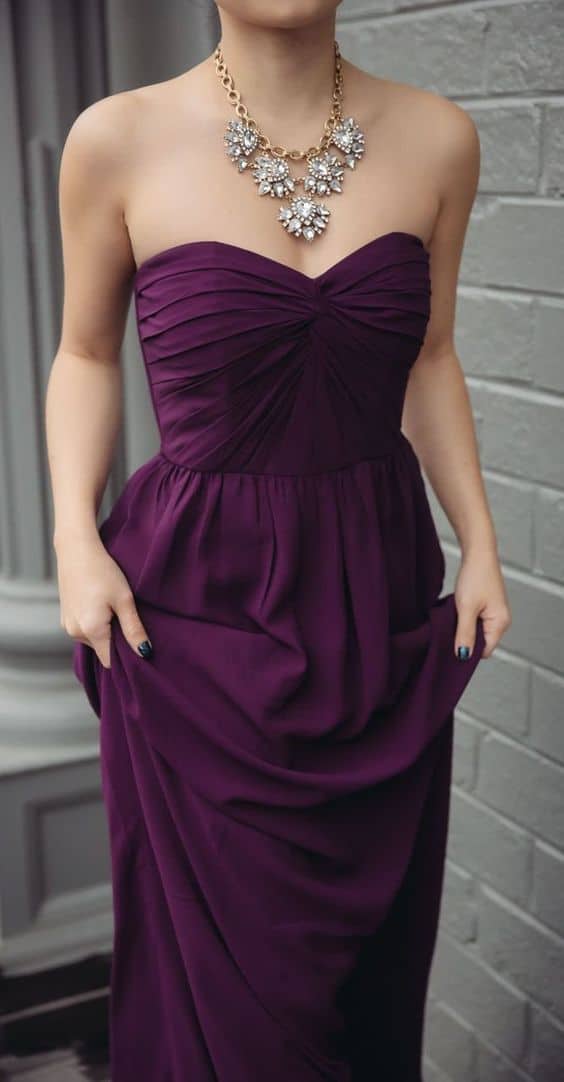 what color goes with plum evening maxi dress