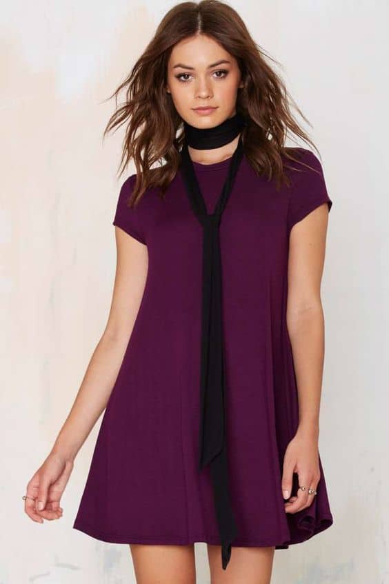 what color goes with plum tunic-dress