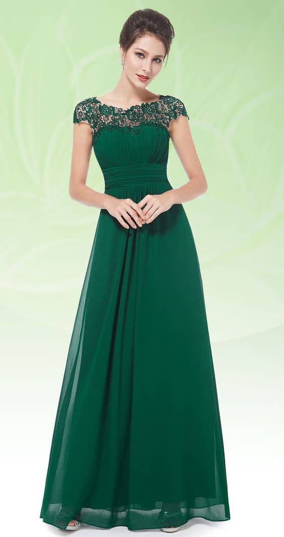 what color goes with dark green evening maxi dress